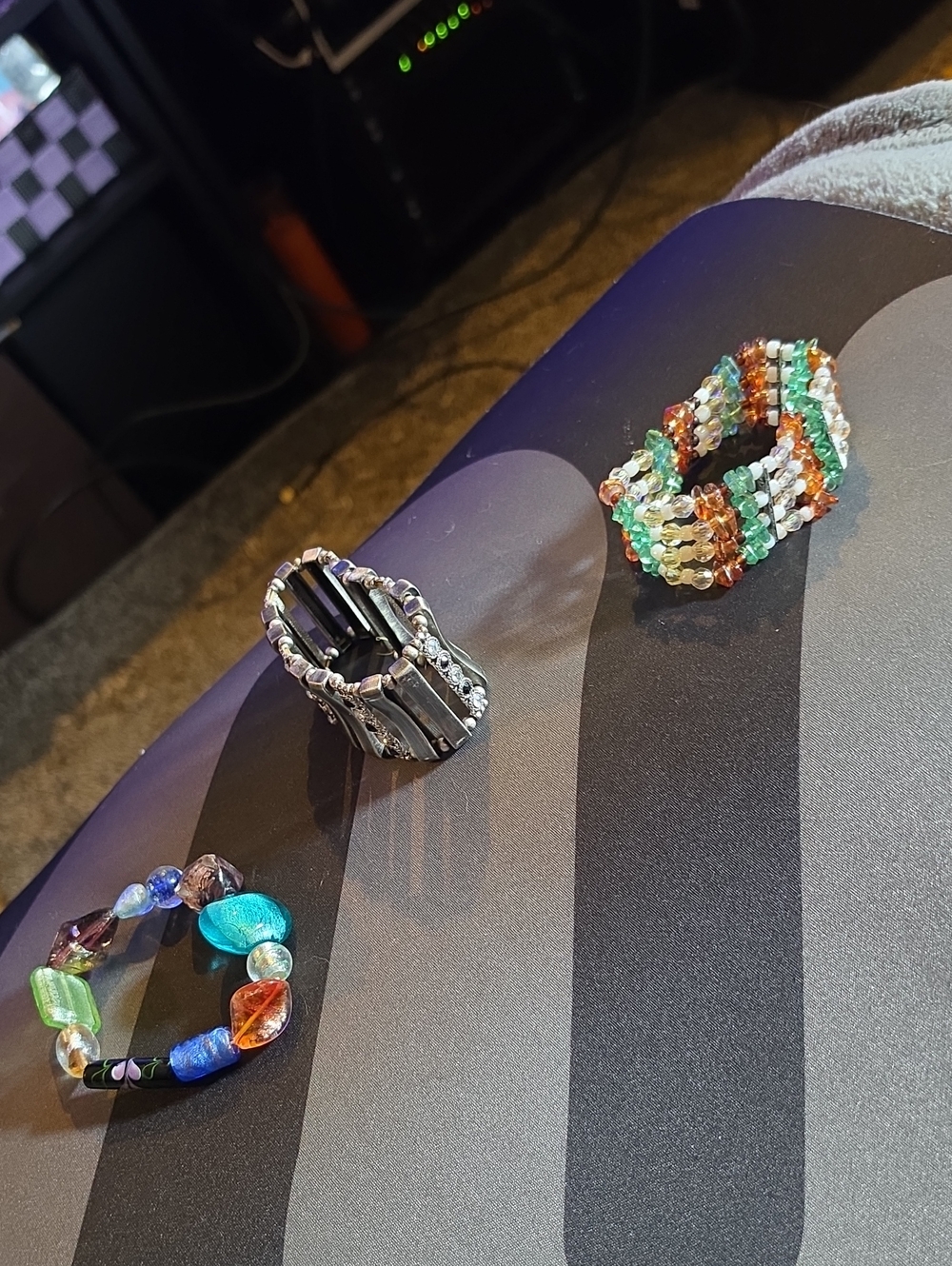 Handmade Multicolor Beaded Stretch Bracelets- Set of 3